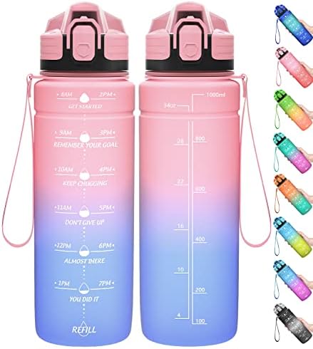 Coolfel Sport Trinkflasche 2l, 1,5l, 1l, 700ml, 500ml Trinkflasche Kinder Auslaufsicher, Motivierende Wasserflasche mit Zeitmarkierung Bpa Frei Tritan Trinkflasche für Mädchen, Jun