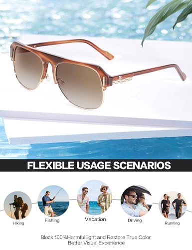 Image of BIRCEN Mens Acetate Polarized Sunglasses: Retro Square Sun Glasses UV400 Protection Anti-Glare Shades for Driving Travel