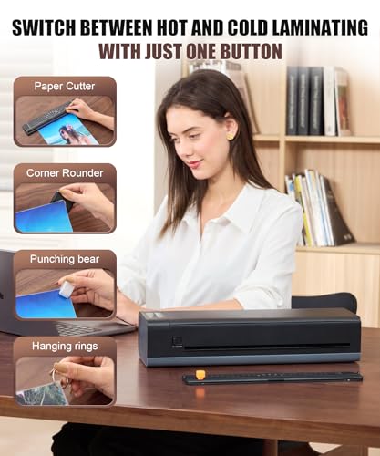 A3 Laminator Machine,13 Inch 9-in-1 Laminating Machine with Laminating Sheets,Thermal Laminator Hot & Cold with Fast Warm Technology for Home,Office or School Supplies,Black