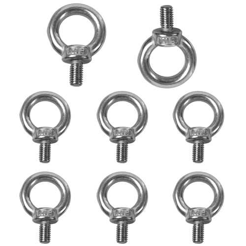 Image of 8PCS M8 Male Thread Eye Bolts, Stainless Steel Lifting Shoulder Eye Bolt, Heavy Duty Screw Ring Shaped Eye Bolt