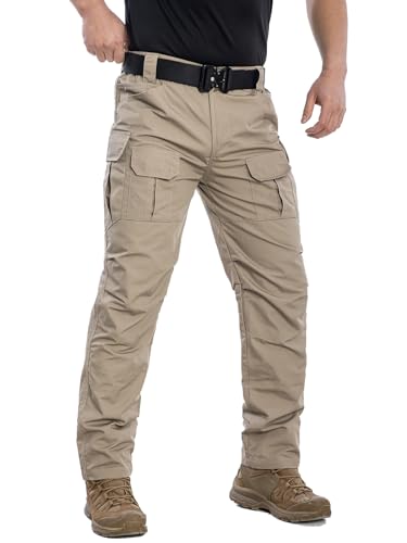 NAVEKULL Men's Outdoor Tactical Pants Rip Stop Lightweight Waterproof Military Combat Cargo Work Hiking Pants