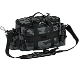 Yaskyly Bolsa de Pesca, Camuflaje Grande Bolsa de Aparejos de Pesca con Cinturón, Correa de Hombro, Correa de Varilla Multibolsillos para Herramientas y Accesorios para Equipo de Pesca al Aire Libre