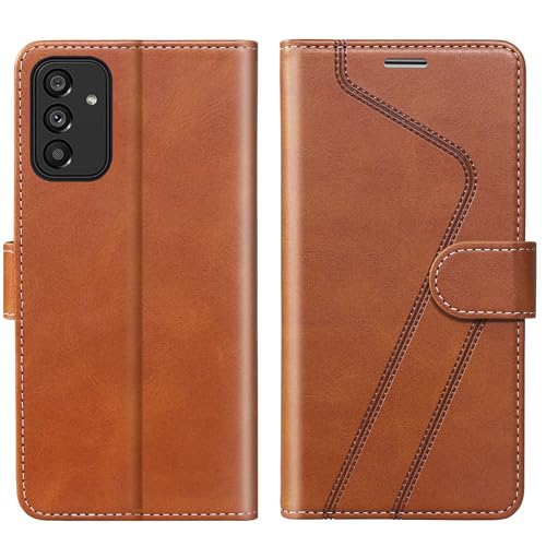 Housse portefeuille marron Samsung A54 5G idéale pour le travail et voyages