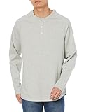[Amazon Essentials] 長袖Tシャツ ヘンリーネック レギュラーフィット ティーシャツ メンズ ヘザーライトグレー XL