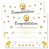25 Gold Star Certificate of Achievement, Certificate of Achievement Recognition for Kindergarten Preschool Graduation, 8 x 10' Award Certificates Paper for Teachers Students -001
