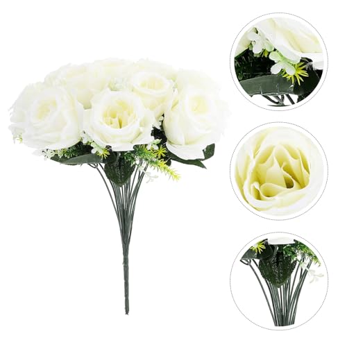 Bouquet fleurs artificielles soie cimetière composition tombe beige