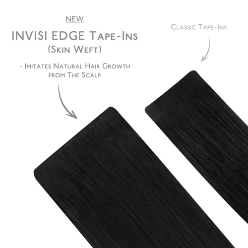 Image of WENNALIFE Invisi Edge Tape in Hair Extensions Human Hair | 14 Inch 50g 20pcs Balayage Natural Black to Chestnut Brown Invisi Remy Hair tensions Seamless Injected Tape Ins Straight E