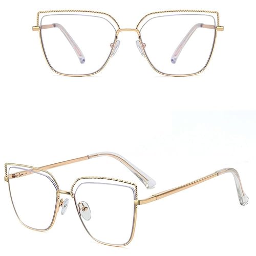 Lunettes œil de chat demi-monture dorée en métal de haute qualité