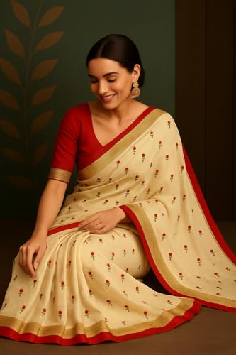 Image of Women's Glory Traditional Bengali Gorod Sarees Durga Puja Garad Silk Kanjivaram Goroder Lal Paar Sada Border Handloom Sari Banarasi Soft lichi Handmade Zari Buti Sadi