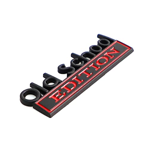 Image of 2 Pcs Old School Edition Emblem 3D Metal Badge Decal Sticker Fit for Universal Car Truck SUV Side Rear Front Hood Trunk Door (Black Red)