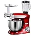 Impastatrice Planetaria, Robot Da Cucina 6.5L 1300W, Impastatrice Professionale Multifunzione Con 6 Velocit Con Ciotola Inox Frusta Gancio Per Impastare,Rosso
