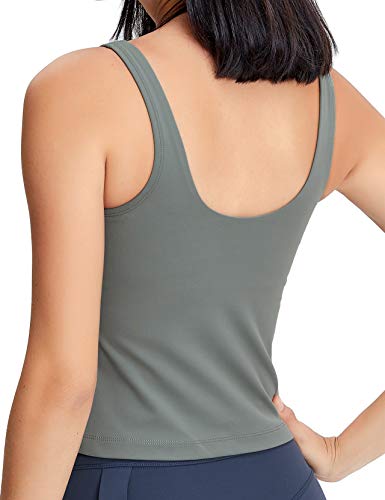 Image of POSHDIVAH Longline Sports Bra Workout Tank Tops | Padded, Removable Pads, Built in bra, Wirefree, Buttery Smooth, Soft, Fitness, Running, Yoga, Wide Straps, U-back