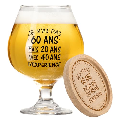 KAAYEE Verre À Bière 60 Ans Anniversaire Homme 1965, Cadeau 17oz pour Papa, Grand-Père, Tonton, Frère, Mari, Collègue, Copain, Amie