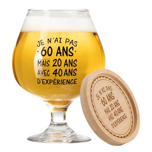 KAAYEE Verre À Bière 60 Ans Anniversaire Homme 1965, Cadeau 17oz pour Papa, Grand-Père, Tonton, Frère, Mari, Collègue, Copain, Amie
