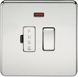 Knightsbridge SF6300NPC Screwless 13 A Switched Fused Spur Unit, Polished Chrome with Neon