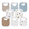 GLLQUEN BABY Muslin Drool Bibs for Boys Girls 8 Pack, Adjustable Baby Bibs for Drooling and Teething, Soft Cotton Baby Bandana Bib for Newborn Feeding Essentials (Circus)