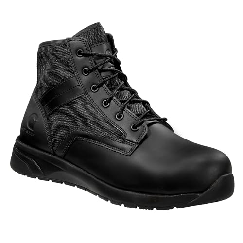Image of Carhartt Force Lightweight Sneaker Boots - Full-Grain Leather, Soft Round Toe, Slip-Resistant with FastDry Technology, Black - 10.5M