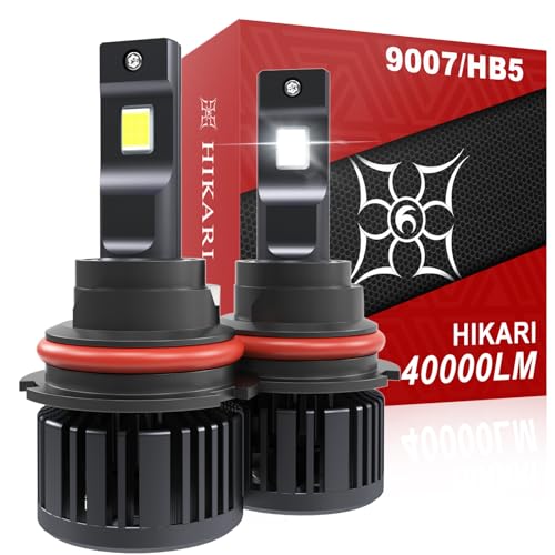 Image of HIKARI WINGS 2026 40000LM 9007 HB5 Dual Beam LED Bulbs, 45W Upgraded Core Chips, High Lumens LED Kit, 6000k Cool White, IP68 Waterproof, Halogen Upgrade Replacement