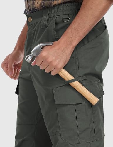Image of Mens Cargo Work Pants Durable Ripstop Tactical Pants with 7 Pockets Outdoor Water Resistant Hiking Woking Construction Pants