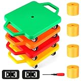 4 Pack Sports Scooter Board with Handles & Non-Marring Plastic Casters, Floor Scooter Board Sitting