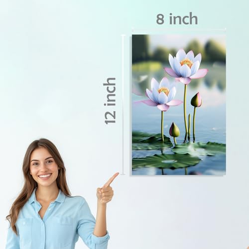 Image of SiddArtify Lotus Flower Wall Art Poster Print Set - Botanical Prints for Living Room Bedroom Office Decor - 8x12 Sticker Pack of 6