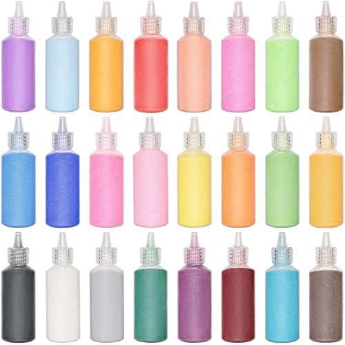 24 Pcs Art Sand, EVERMARKET Assorted Colors Craft Sand Kit 1.25oz Bottles Sand Arts and Crafts Kit DIY Sand Painting Vase Glass Sand Scenic Sand Wedding Sand for Decorations Party Favours