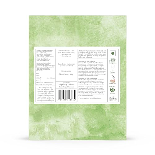 Image of SADHEV Ayurvedic Organic Henna Powder | 100% Pure Farm-Grown Mehendi | Covers Greys,Conditions & Strengthens Hair | Adds Natural Shine & Volume | Vegan,Chemical & Ammonia Free | For Men & Women |100gm