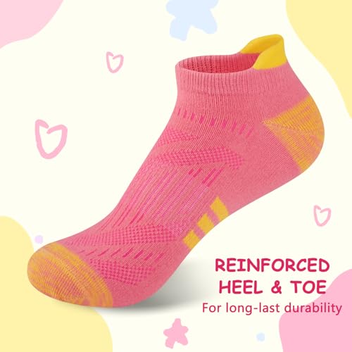 Comfoex 12 Pairs Girls Athletic Ankle Socks for 4-6 6-8 8-10 Years Old - Cotton Short Socks for Little Big Kids3