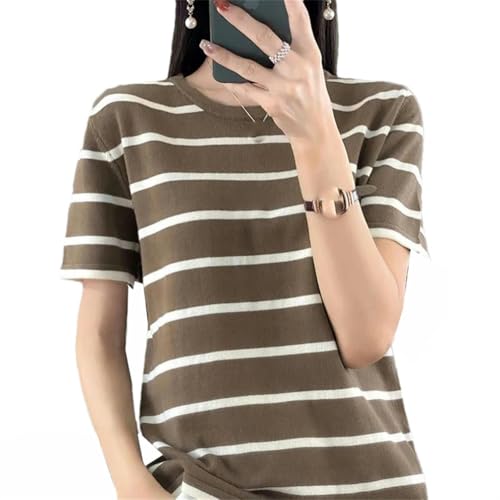 T-shirt rayé tricoté ample pour dissimuler les complexes avec style