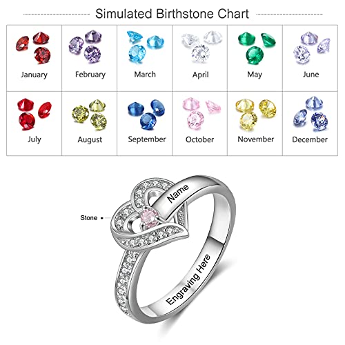 Personalized 1-8 Birthstone Mothers Rings Sterling Silver Custom Family Birthstones Names Promise Engagement Band Ring Birthday Mother's Day Gifts for Mom Grandma Wife3