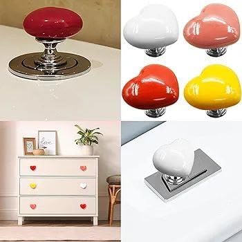 ZURITY ATETO Love Heart Shaped Toilet Tank Button, Aid Handle Helper Toilet Button Top Handle Water Tank Auxiliary Tool, (4 pcs) 3