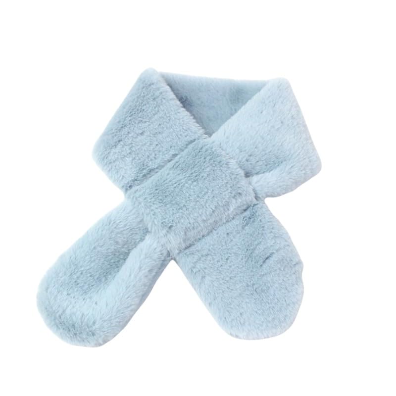 Children's Faux Fur Scarf Plush Fleece Neck Warmer Solid Color Wraps Christmas for 2-12 Years3