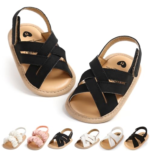 Image of Meckior Infant Baby Girls Boys Summer Sandals Open Toe Lace Princess Dress Wedding Flats Shoes Newborn Toddler Soft Non-slip Sole First Walker Crib Shoes