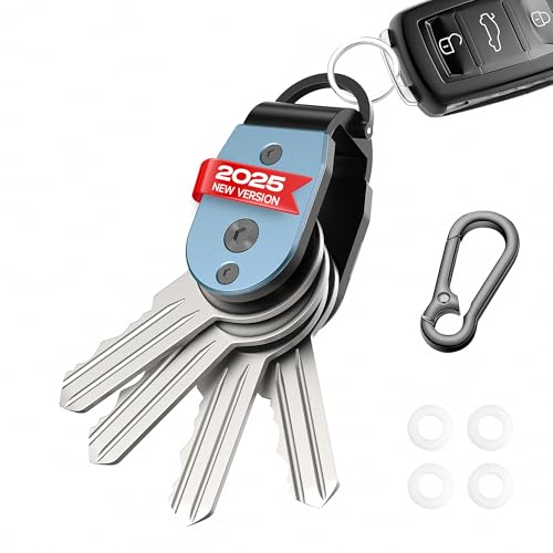 Image of QEG Mini Key Organizer, Keychain, Holds 2-5 Keys (Mini Blue)