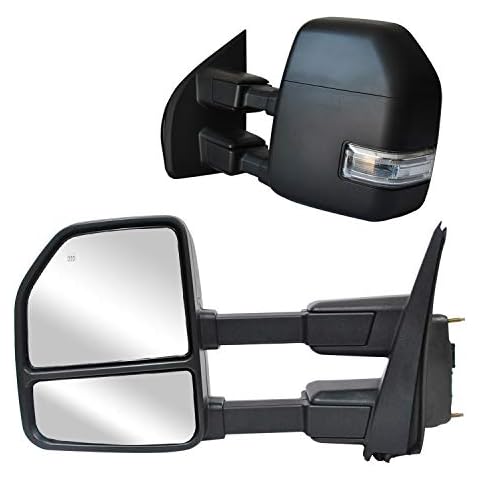 WLLW Towing Mirrors for Ford F250 F350 F450 F-550 Super Duty 2017 2018 2019 2020 With Power, Heated, Temperature Sensor, Turn Signal Light, Spot Auxiliary Lamp Pickup Truck Cover