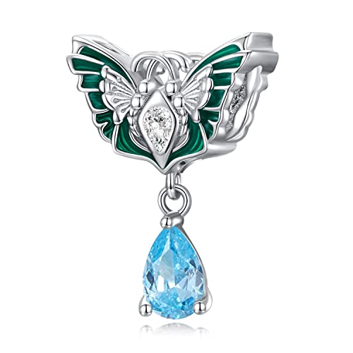 Colgante de piedra preciosa verde plata ley 925 abalorio charm para pulsera europea original