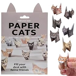 InfiniZer 50 Sheets DIY Paper Cats Origami Kit Creative 3D Origami Dog Dinosaur Animal Kit Cute Animals Shaped Decoration Kits Set for Cat Lovers (Cat)