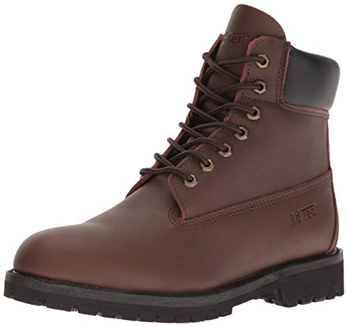 Ad Tec 6in Men's Classic Leather Work Boots for Men - Cushioned Insole, Oil and Slip Resistant Rubber Outsole with Padded Collar