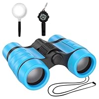 Binoculars Kids, Kids Binoculars for Boys with Magnifying Glass & Compass, Childrens Binoculars for 4-12 Years Boys and Girls, Perfect for Outdoor Observation and Sparking Curiosity in Children(Blue)