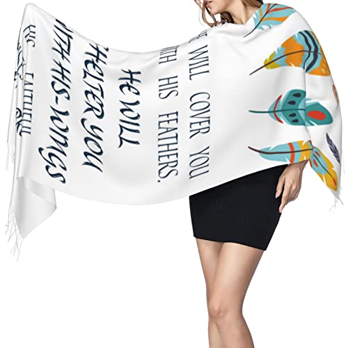 He Will Cover You With His Feathers Shawls And Wraps Scripture Bible Verse Floral Scarves Religious Inspirational Psalm 91