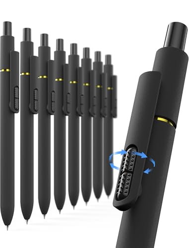 Hiacry 8 Pcs Gel Pens - 0.7mm Fine Point Smooth Writing Black Ink, Quick-Dry Long Lasting Fidge Pens, School & Office Supplies for Men Women (8 Count, Black Ink)
