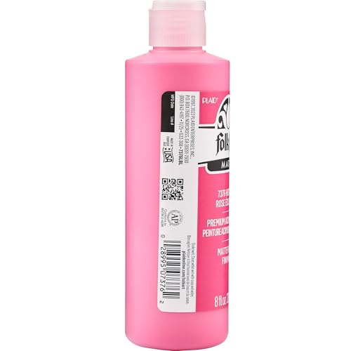 Image of FolkArt Acrylic Craft Paint, Matte Finish, Hot Pink, 8 fl oz