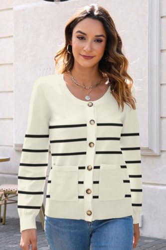 ETCYY Womens 2025 Lightweight Knit Cardigan Sweaters Fall Long Sleeve Crewneck Open Front Button Down Outerwear Lady Jacket4