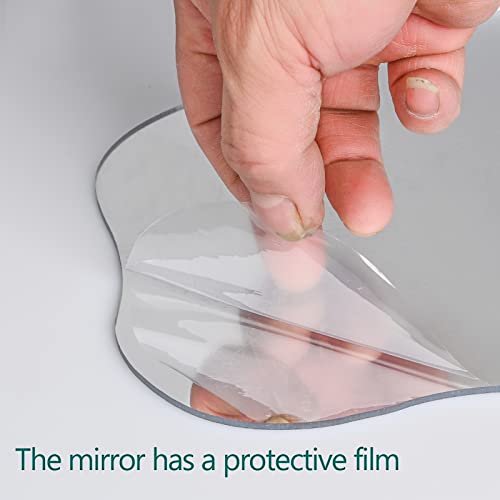 Mokoze Vertical Irregular Mirror Frameless Acrylic Makeup Mirror Aesthetic Mirror For Desk Funky Wavy Cloud Shape Wooden Stand For Living Room Bedroom And Minimal Spaces Home Decor #TOP3