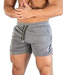 Superora Mens Running Gym 2 in 1 Sport Shorts Breathable Outdoor Workout Training Shorts with Pockets, Gray, L