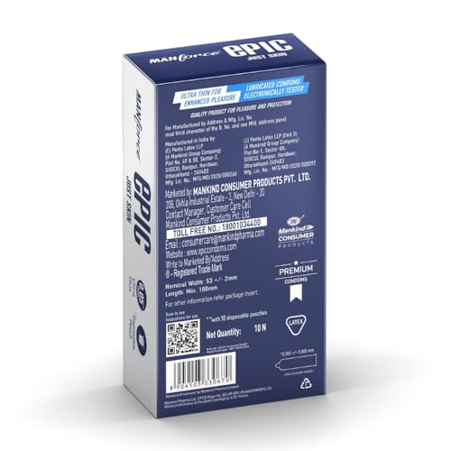 Image of Manforce Epic Just Skin Ultra Thin Condoms - 0.05mm, Natural Feel, 10 Sheets | India's No.1 Condom Brand |