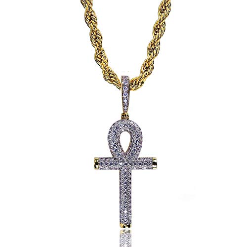 Collier pendentif croix hip hop serti de diamants CZ 3A éclatant