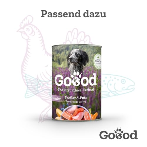 Goood Senior Freilandhuhn & nachhaltige Forelle – Trockenfutter, Hundefutter – hochwertige Proteine, wertvolles Vollkorn, für Gelenke und Immunsystem – für Hundesenioren – 10kg