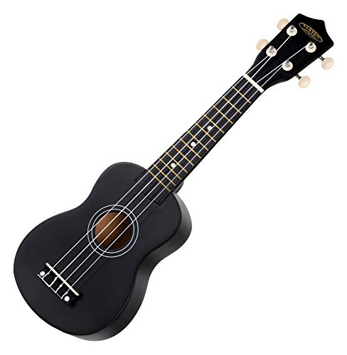 Classic Cantabile US-50 BK Soprano Ukulele - 12 Fret Ukulele - Smooth Guitar Mechanism - White Nylon Strings - Black
