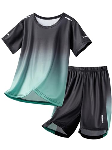 YiZYiF Kids Boys 2Pcs Quick dry Sportuit Summer Outdoor Athletic Tracksuit Short Sleeve T-shirt Tees and Shorts Set2
